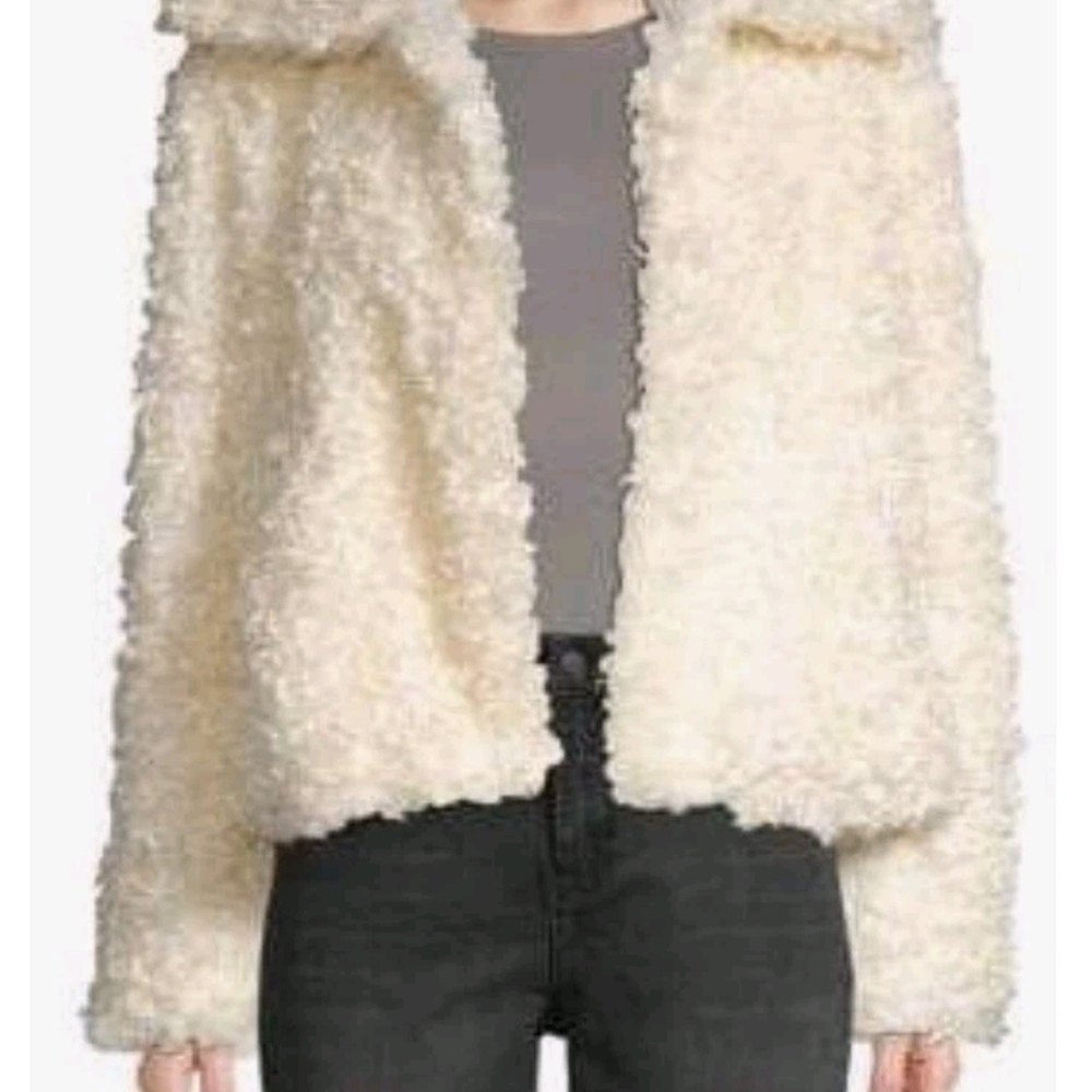 Vigoss Soft Curly Faux Lamb Teddy Cream Jacket Waist Coat Size L - Picture 8 of 9